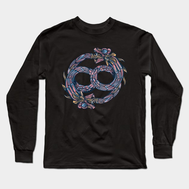 Ouroboros Quetzalcoatl Mexican Design Long Sleeve T-Shirt by ANDYWARHORE